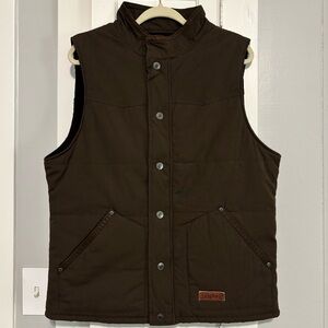 NWOT Men’s Dark Brown Rafter C Full Zipper w/ Button Front Western Puffer Vest